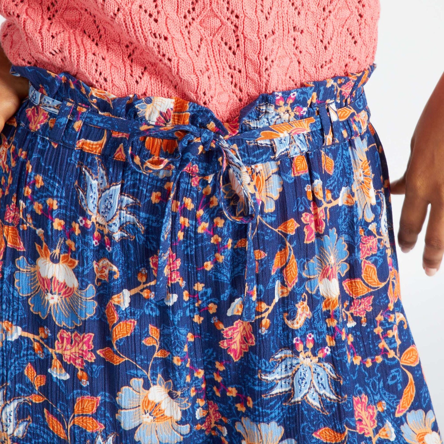 بنطلون فضفاض من نسيج الكريب أزرق