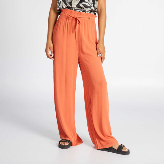 Loose-fit crepe knit trousers orange
