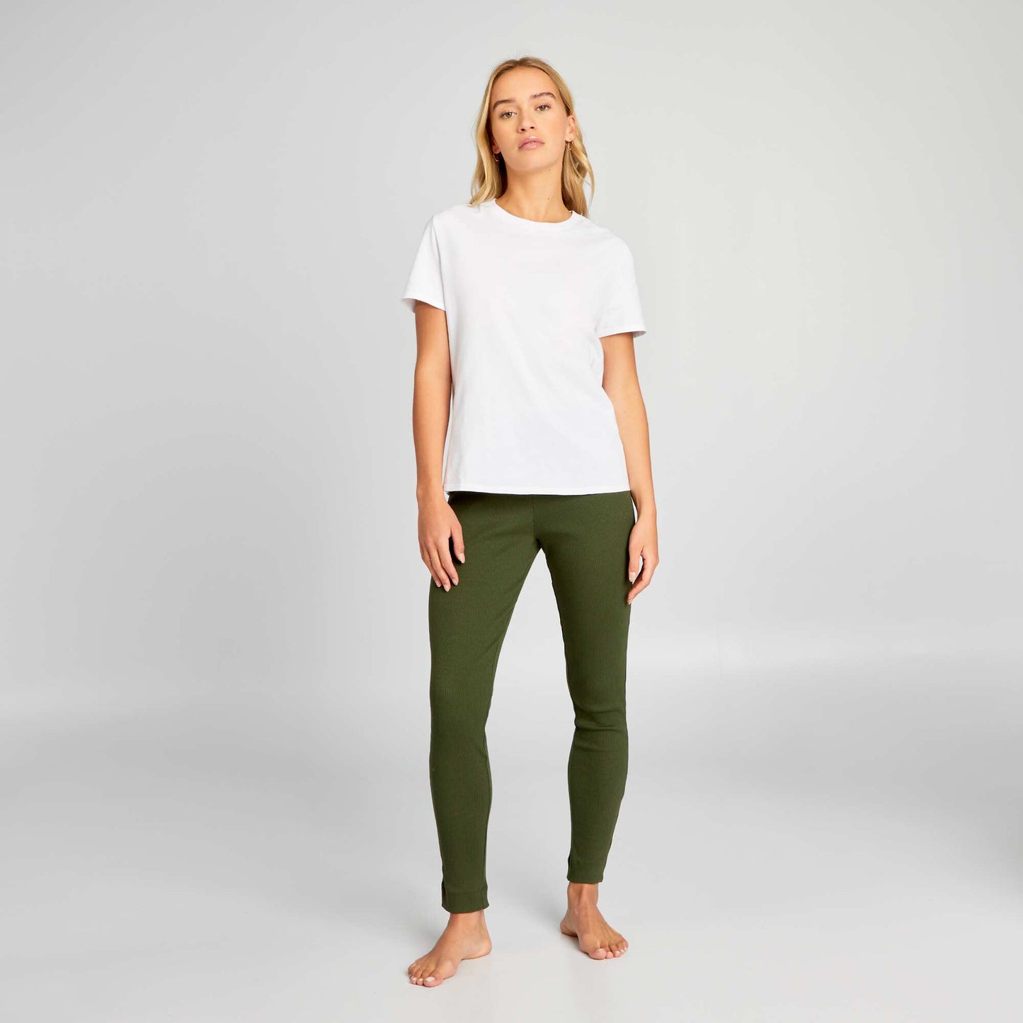 Ribbed knit trousers GREEN