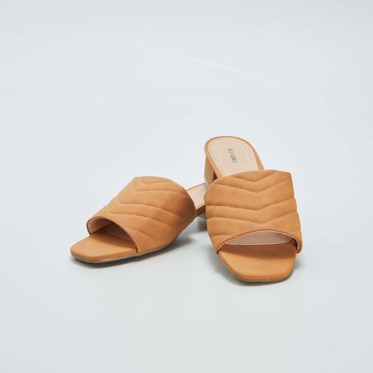 Heeled mules with padded strap BROWN
