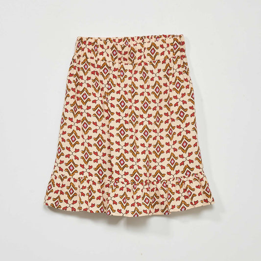 Printed ruffled skirt AO BEIGE