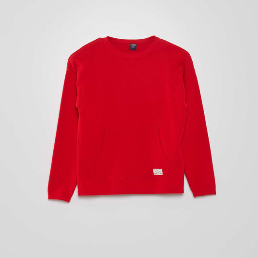 Round-neck knit jumper red