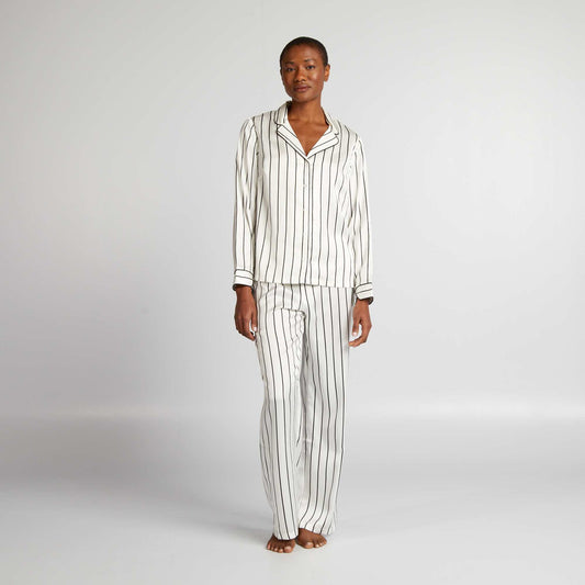 Shirt + trousers pyjama set - 2-piece set WHITE
