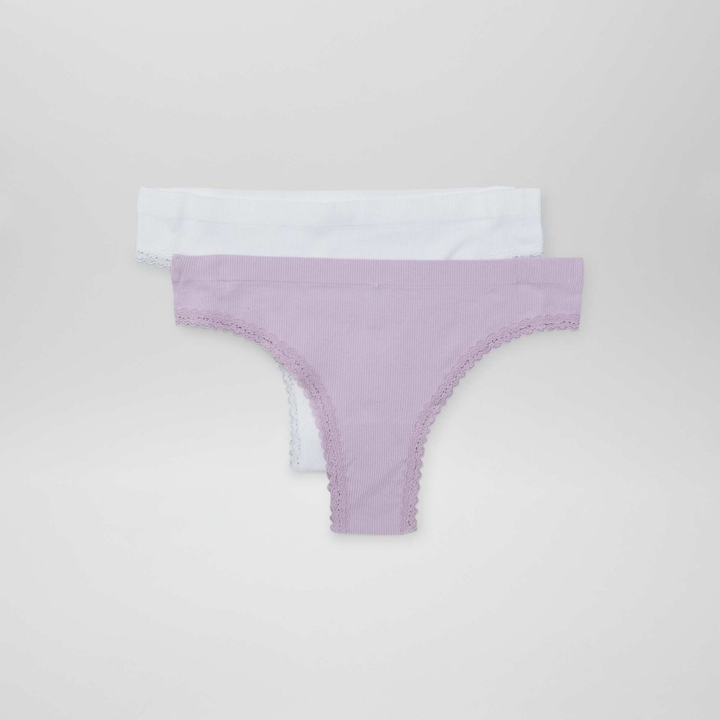 Pack of 2 pairs of ribbed tanga briefs PURPLE