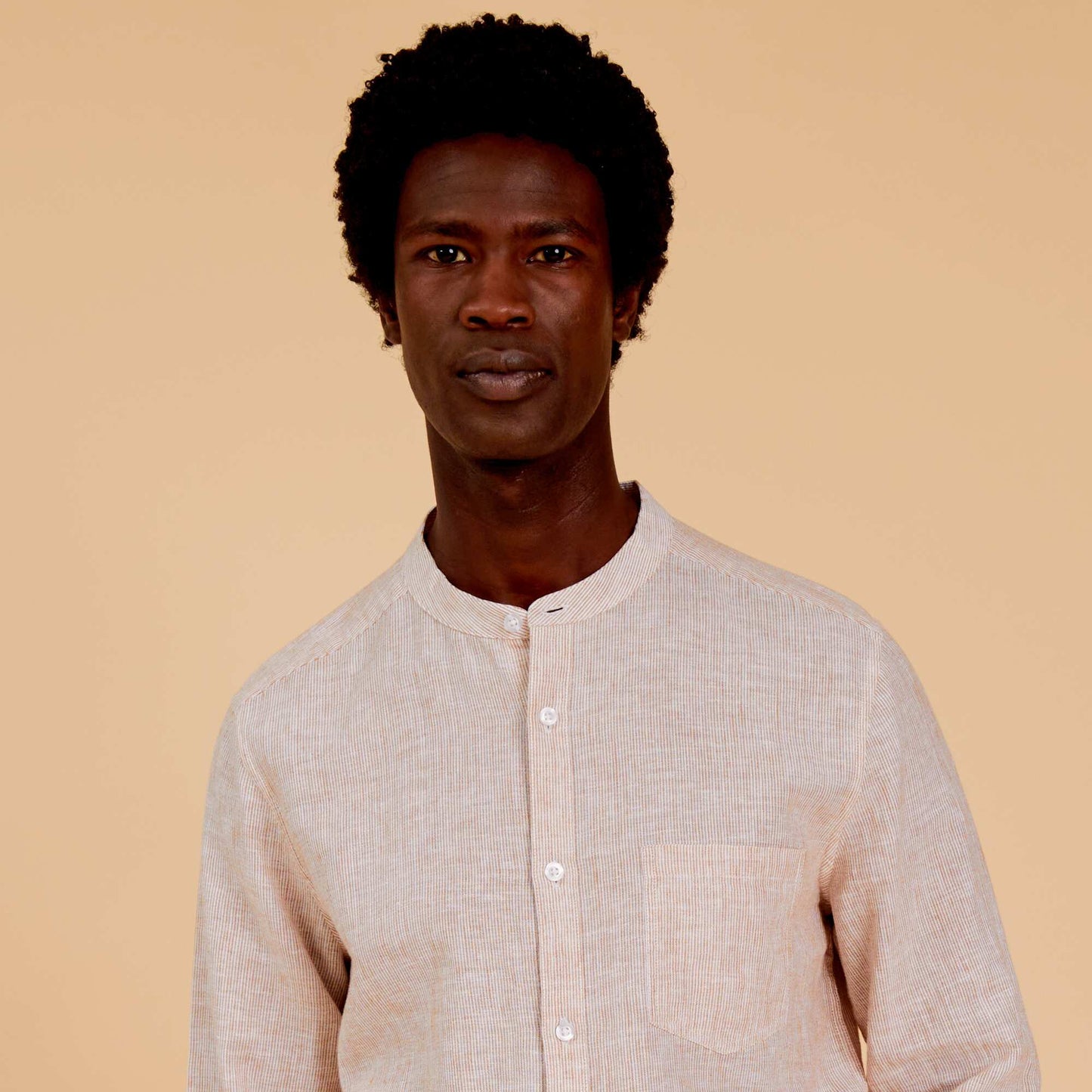 Mandarin collar shirt BROWN