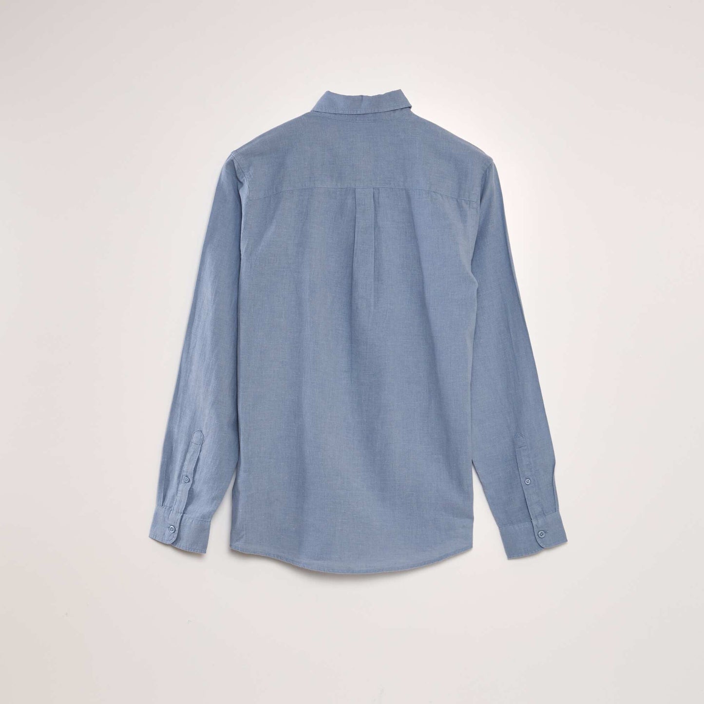 Long-sleeved shirt with linen content BLUE
