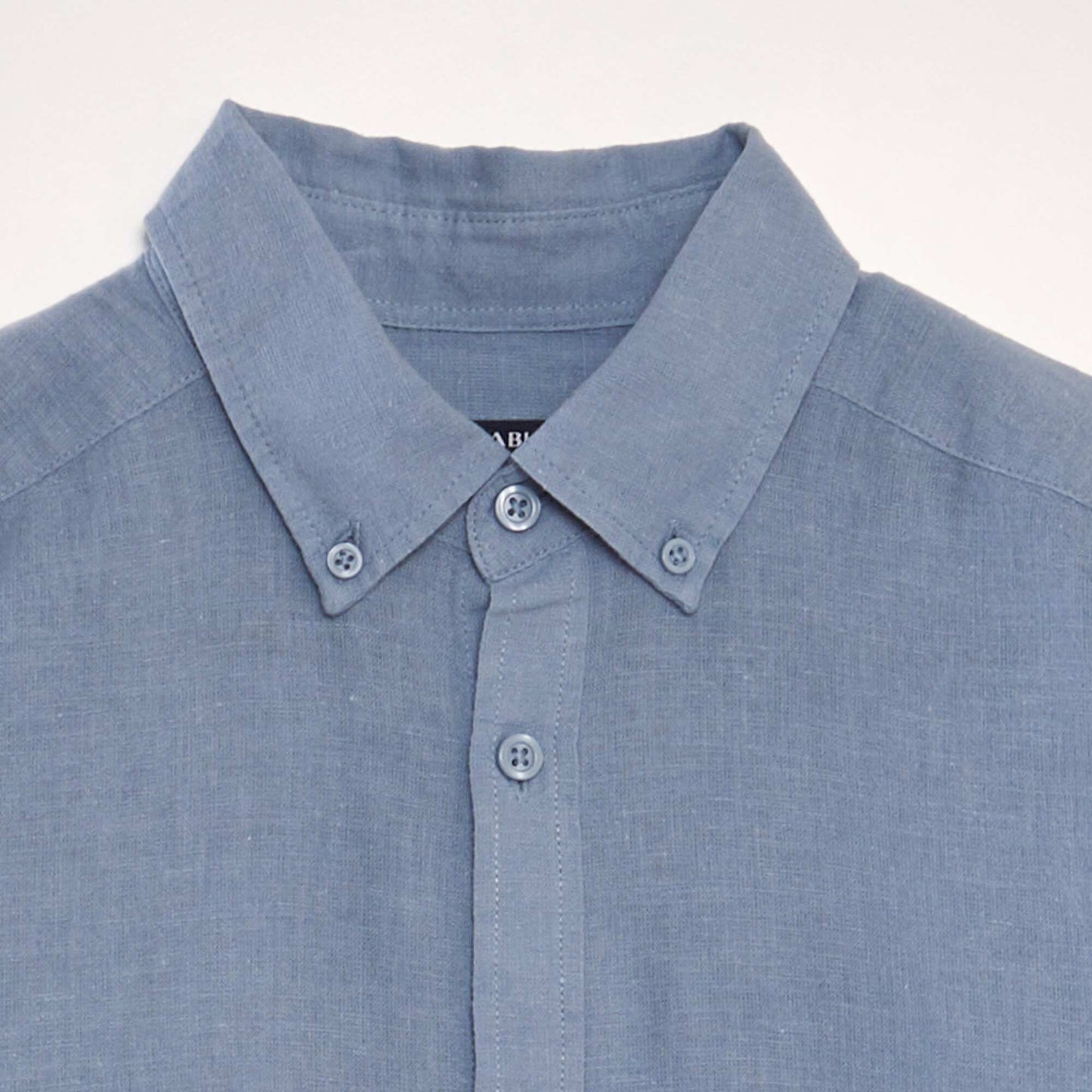 Long-sleeved shirt with linen content BLUE