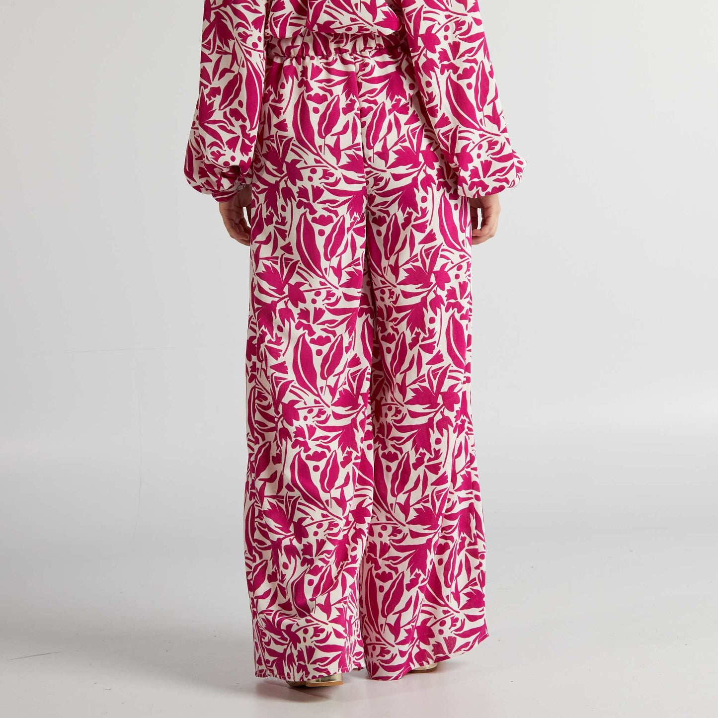 Floral print wide-leg trousers PINK