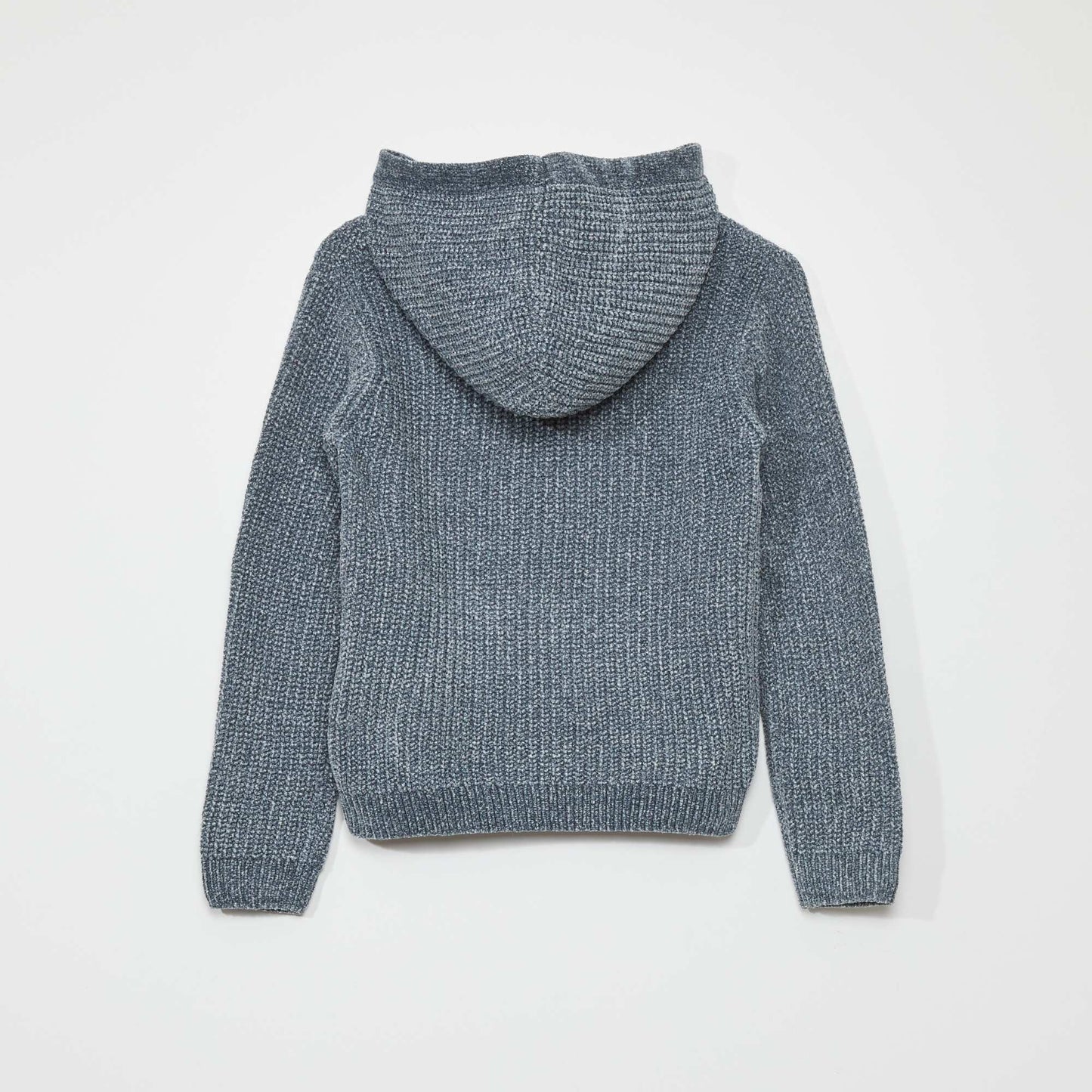 Chenille knit hooded sweater GREY