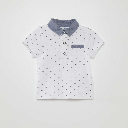 Printed polo shirt WHITE