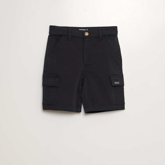 Bermuda shorts with adjustable waist and pockets black