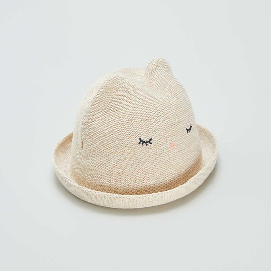 Straw hat with ears BEIGE