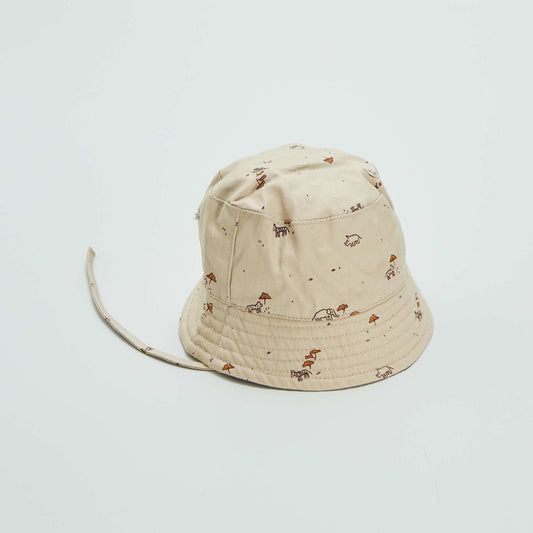 Bucket hat with tie fastening BEIGE