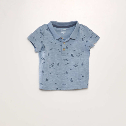 Patterned polo shirt BLUE