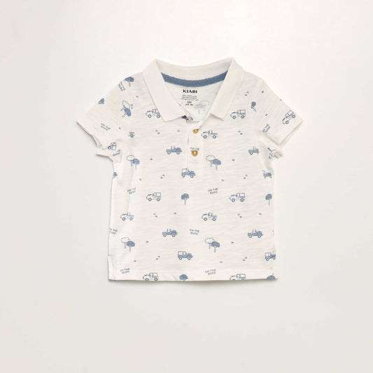Patterned polo shirt WHITE