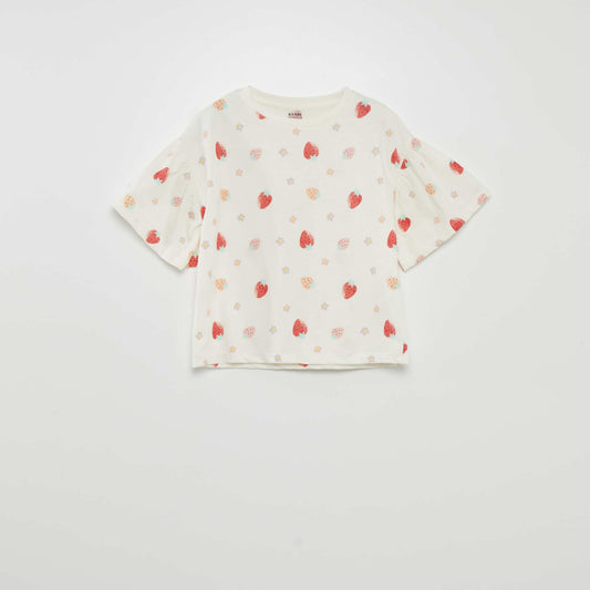 Short-sleeved fruit print T-shirt WHITE