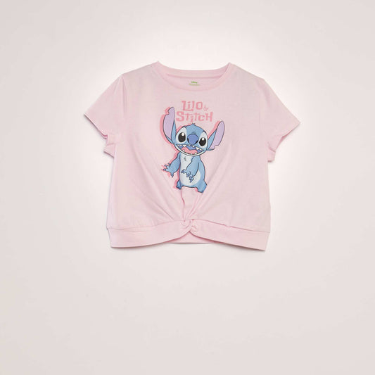 Lilo & Stitch short-sleeved T-shirt with knotted effect PINK