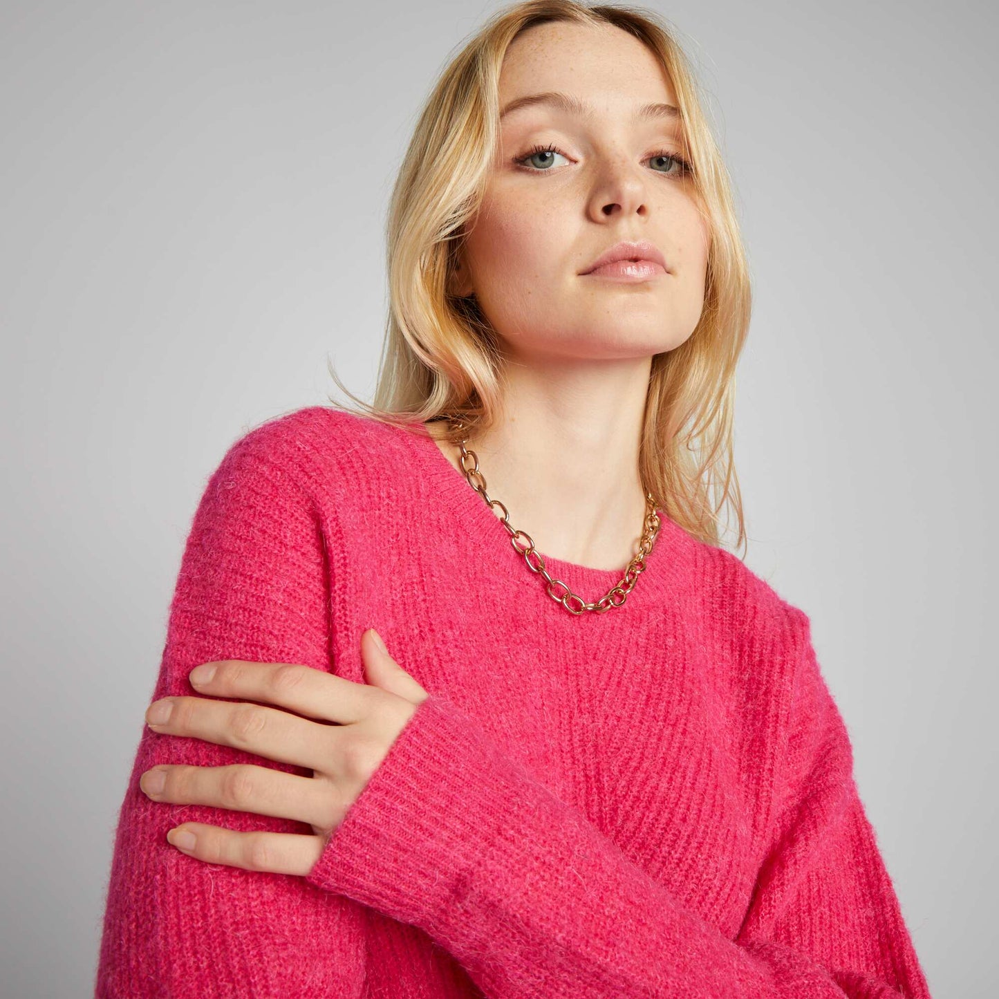 Soft ribbed knit sweater PINK