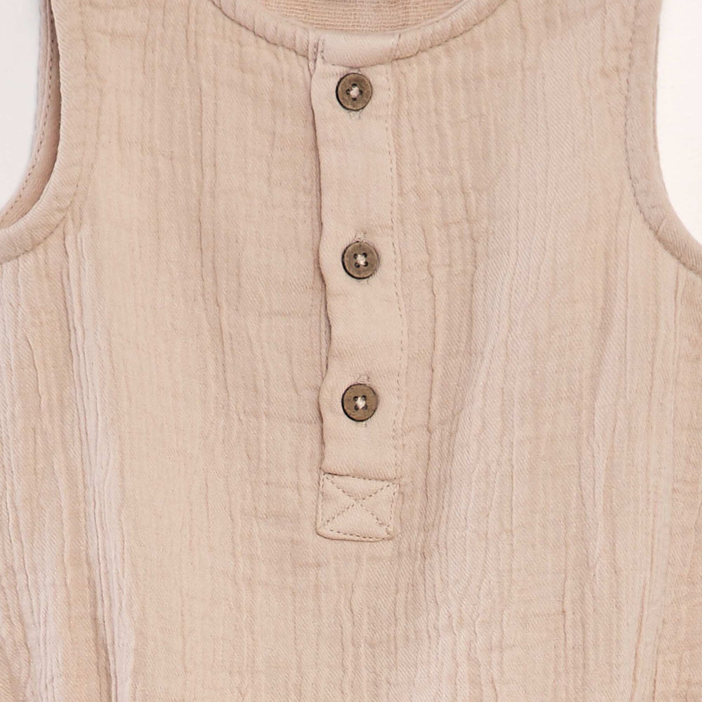 بدلة رومبر شاش قطنية بأزرار مزدوجة شاش بأزرار بلون بني