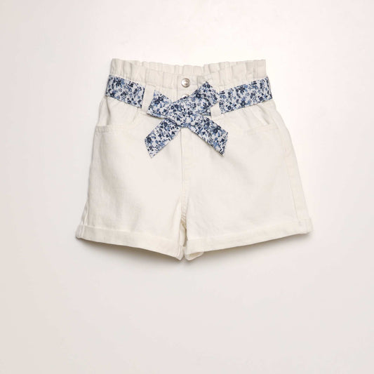 Denim paperbag shorts WHITE