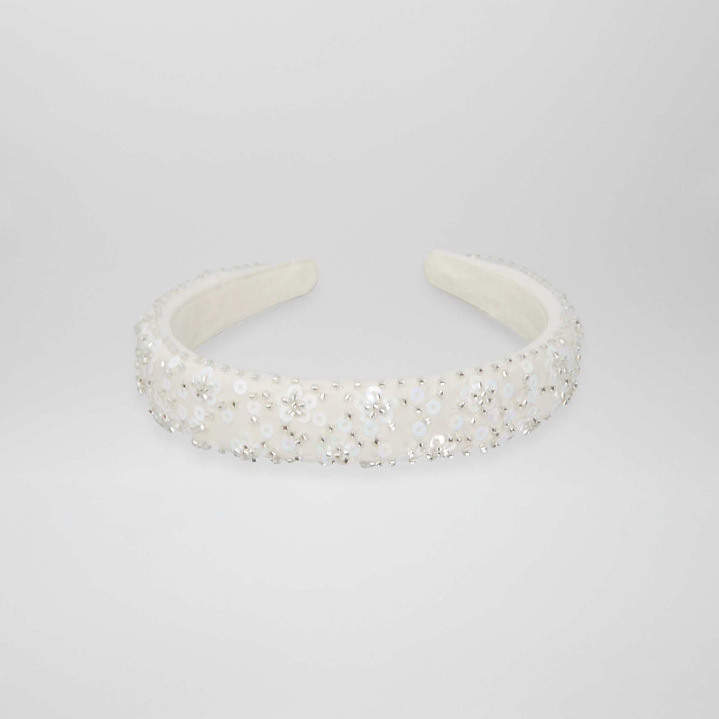 Beaded and sequined Alice band WHITE