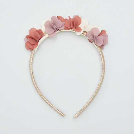 Headband with flowers and sequins PINK
