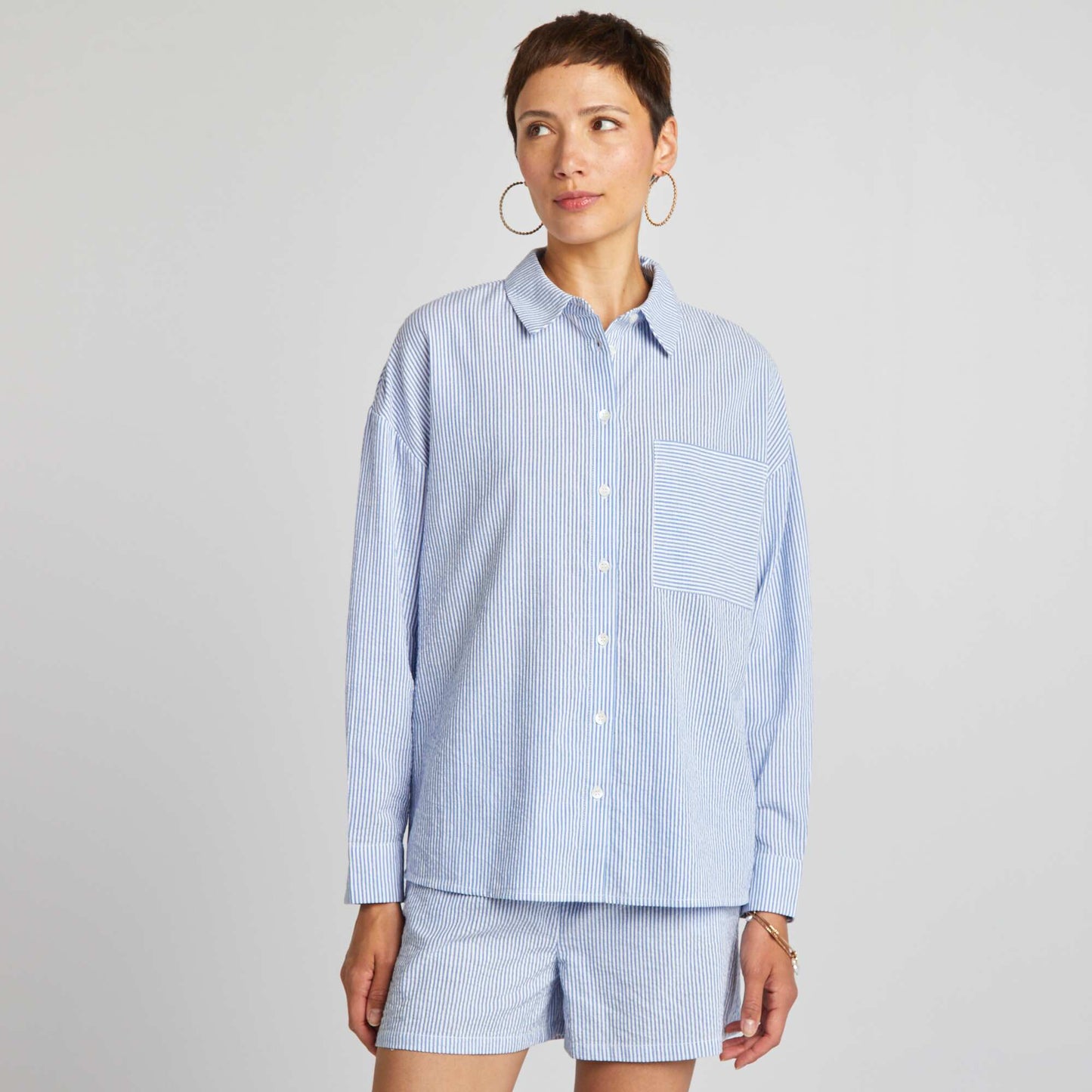 Long-sleeved striped shirt WHITE