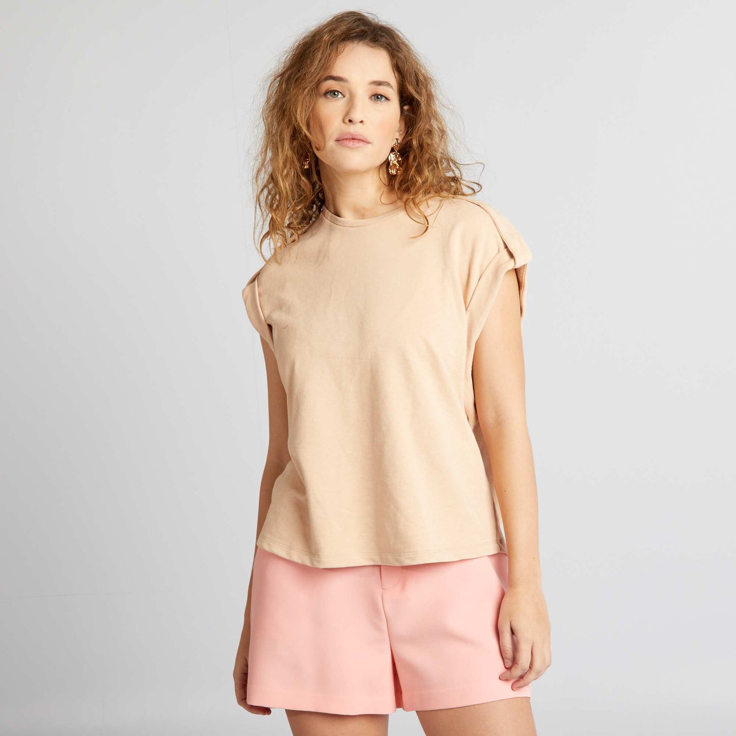 Faded effect loose-fit T-shirt BEIGE