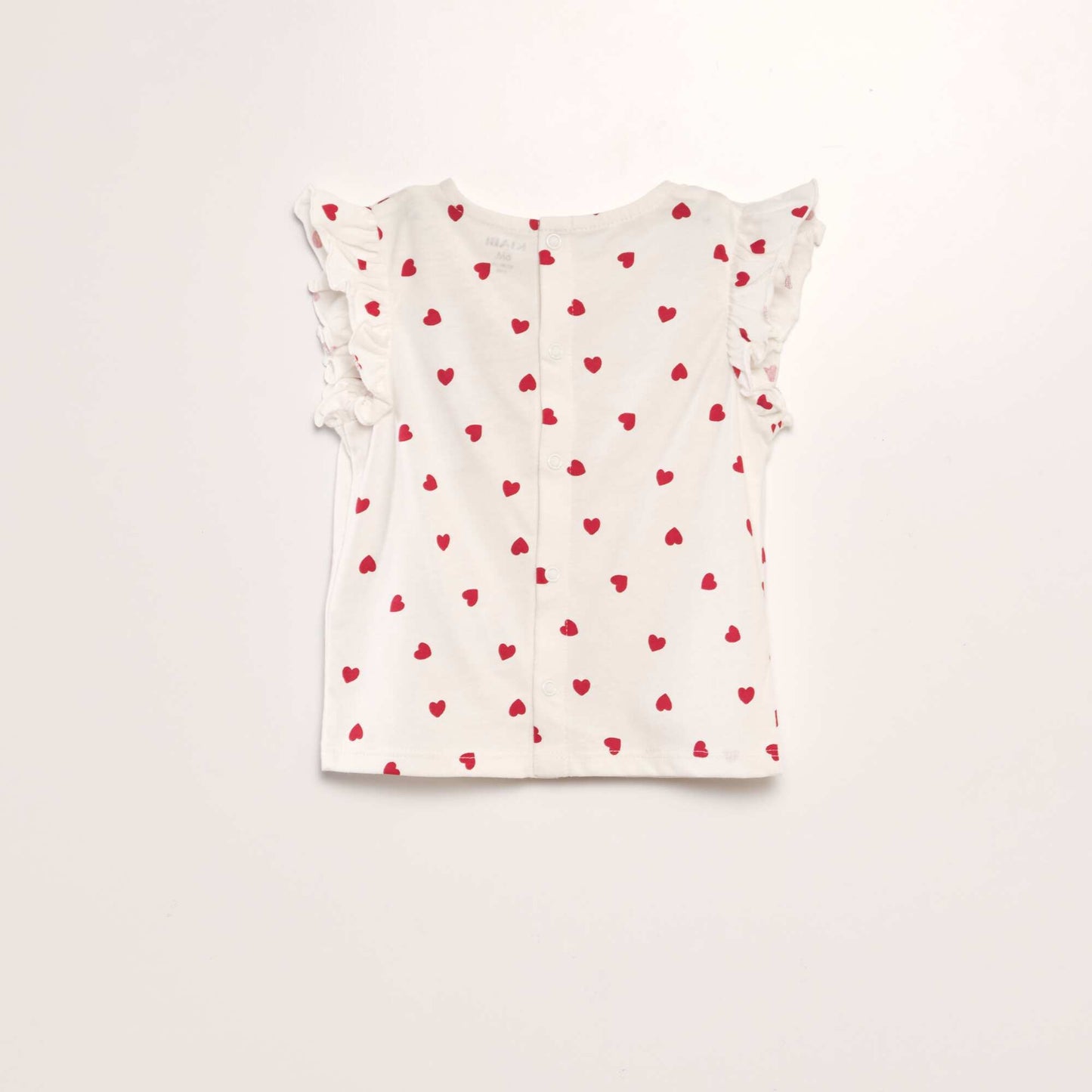 تيشرت بأكمام كشكش أبيض