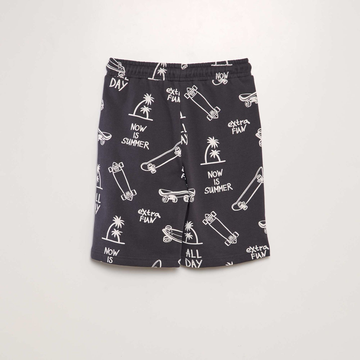 Printed sweatshirt fabric Bermuda shorts BLACK