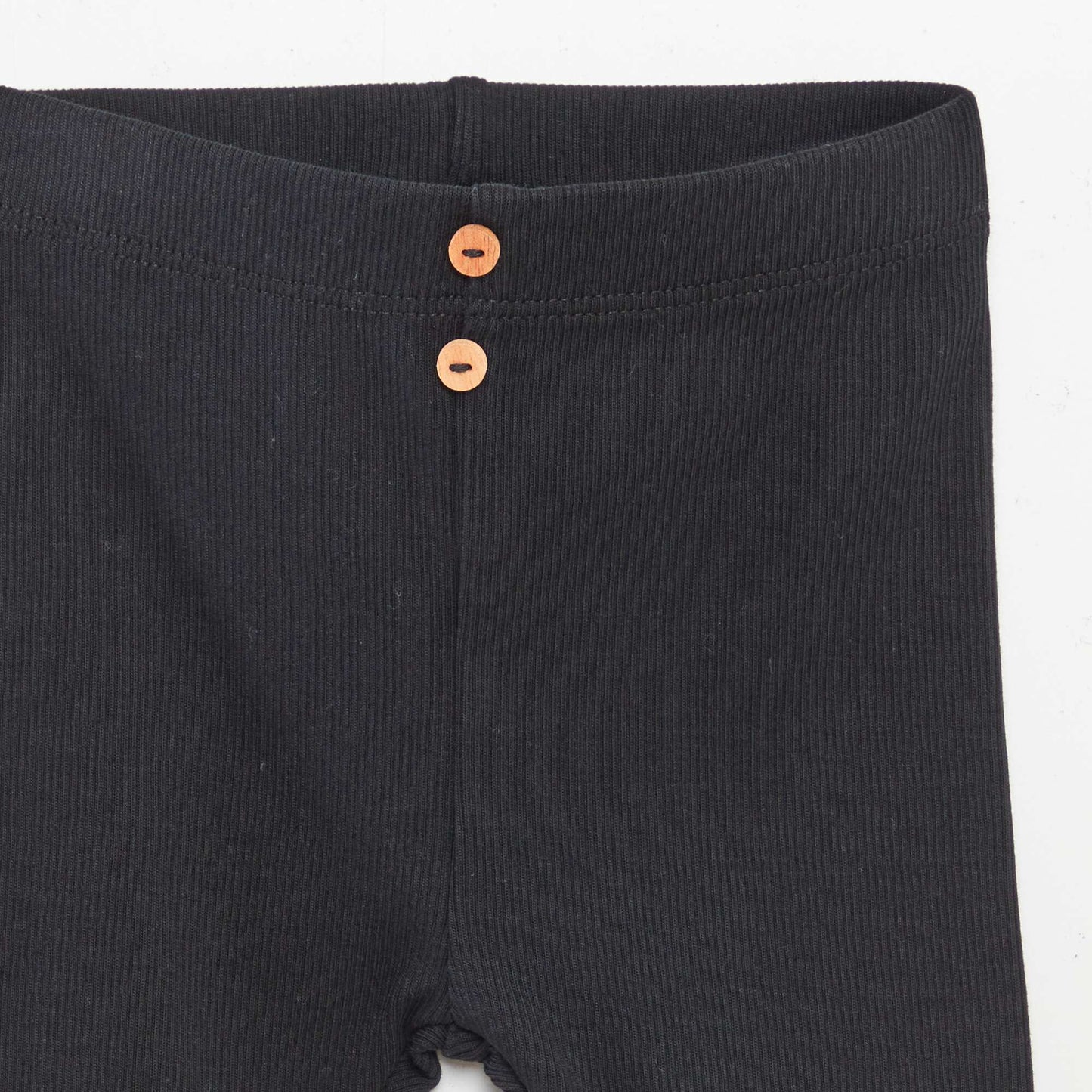 Ribbed leggings with buttons BLACK