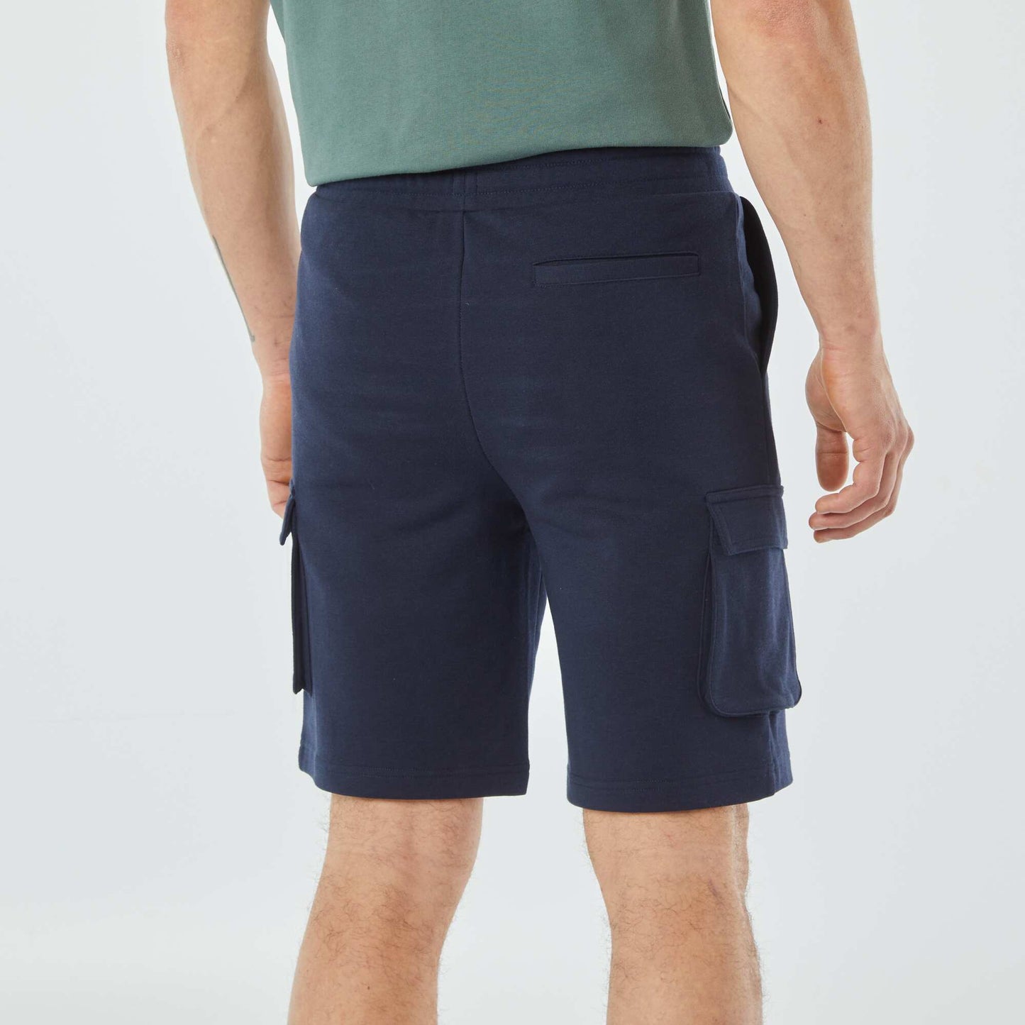Multi-pocket sweatshirt fabric Bermuda shorts BLUE