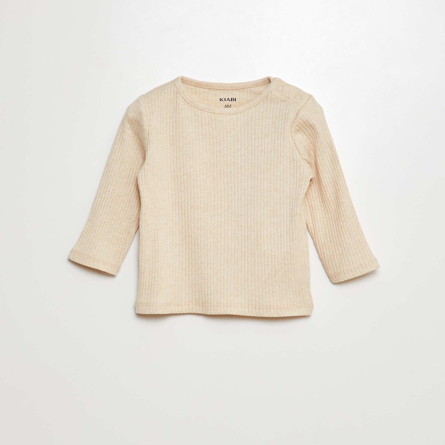 مجموعة من 2 تي شيرت بأكمام طويلة مضلعة سادة بأكمام طويلة رمادي