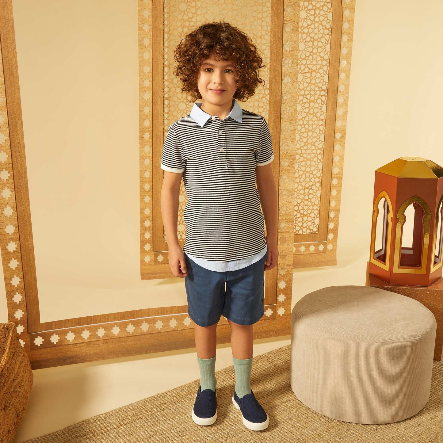 شورت تشينو قصير سادة أزرق أزرق