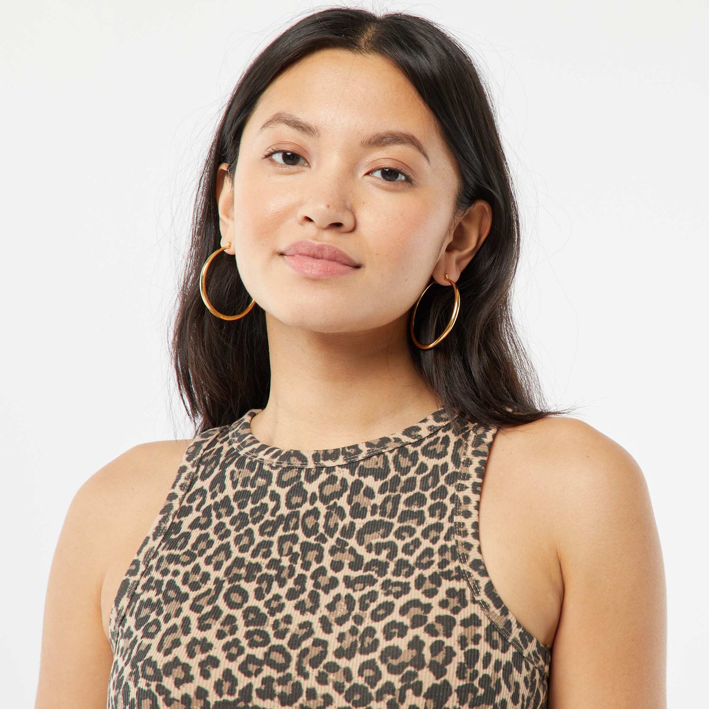 Vest top with cutaway shoulders BEIGE