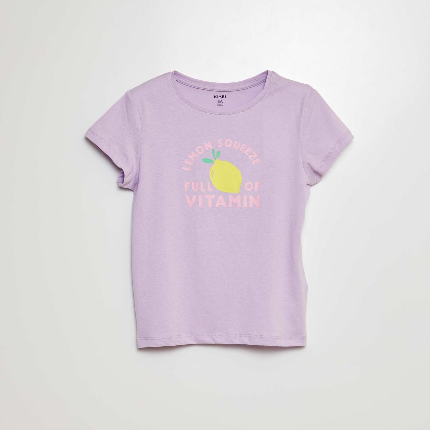 تيشرت طباعة بأكمام قصيرة بنفسجي