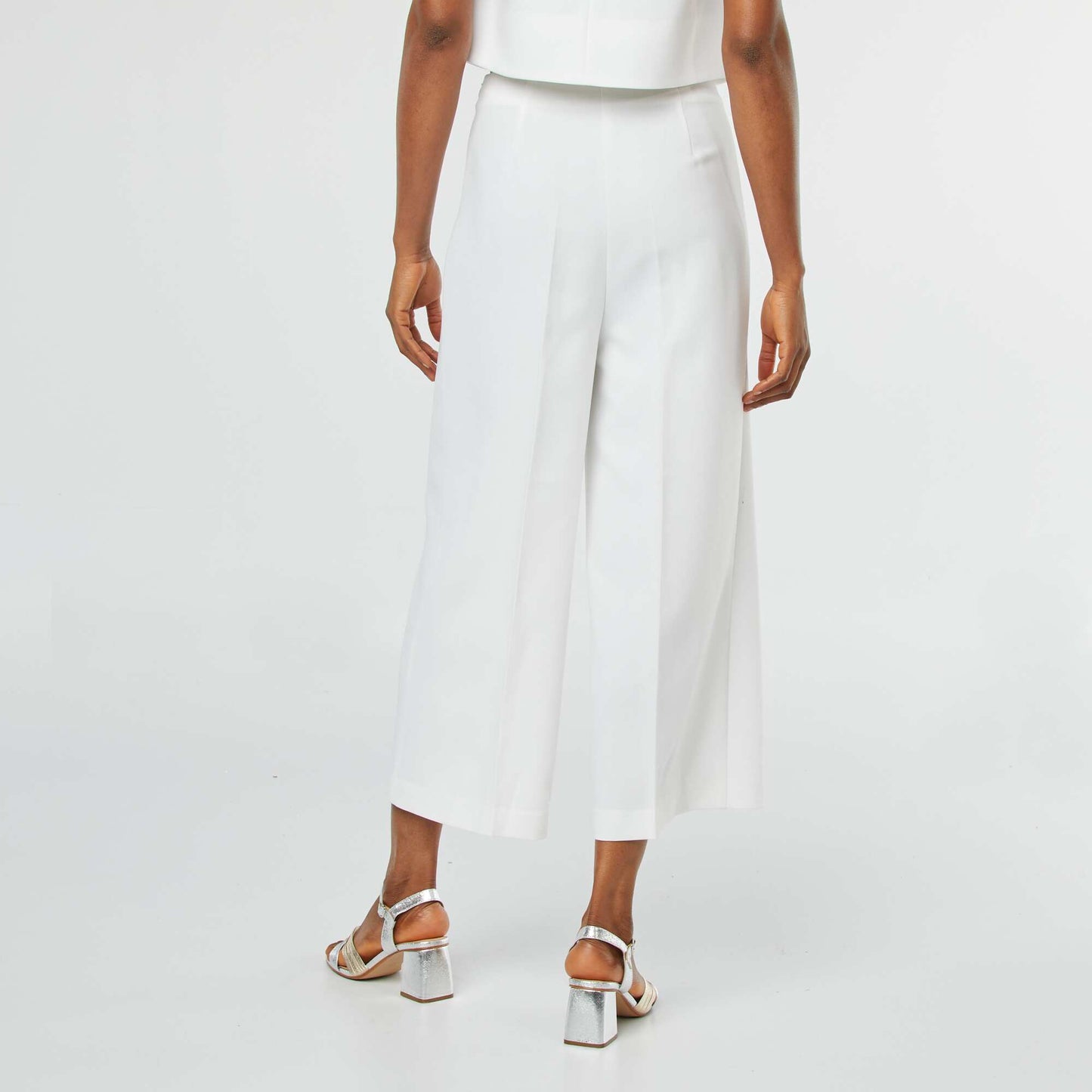 Flared cropped trousers WHITE