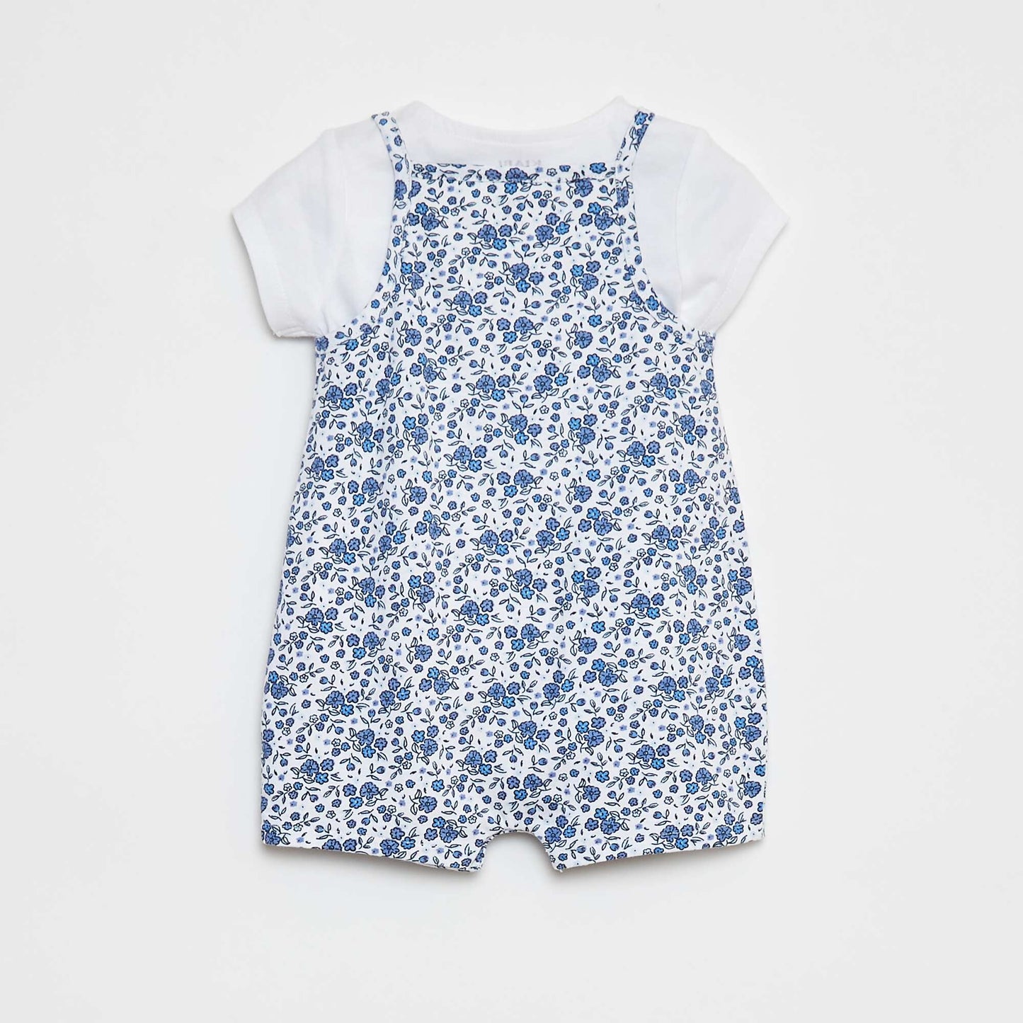 T-shirt + playsuit with a floral print - 2-piece set WHITE