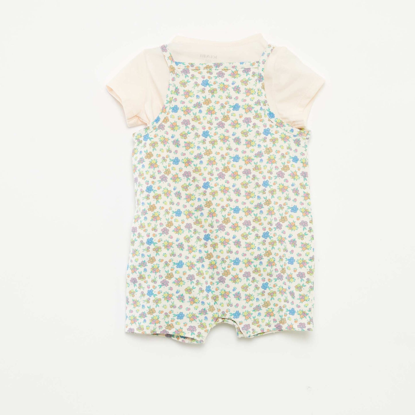 T-shirt + playsuit with a floral print - 2-piece set PINK