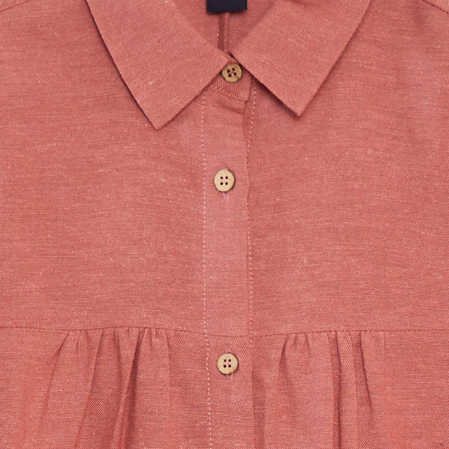 Linen-blend dress with shirt collar PINK