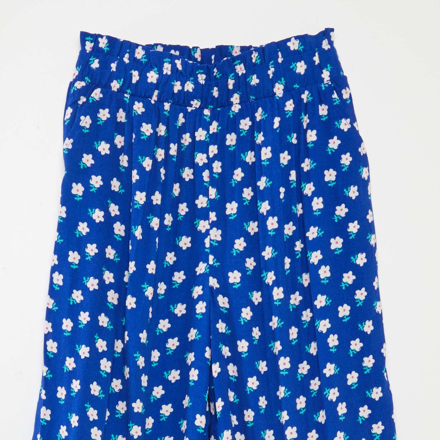 بنطلون واسع الساقين منقوش أزرق