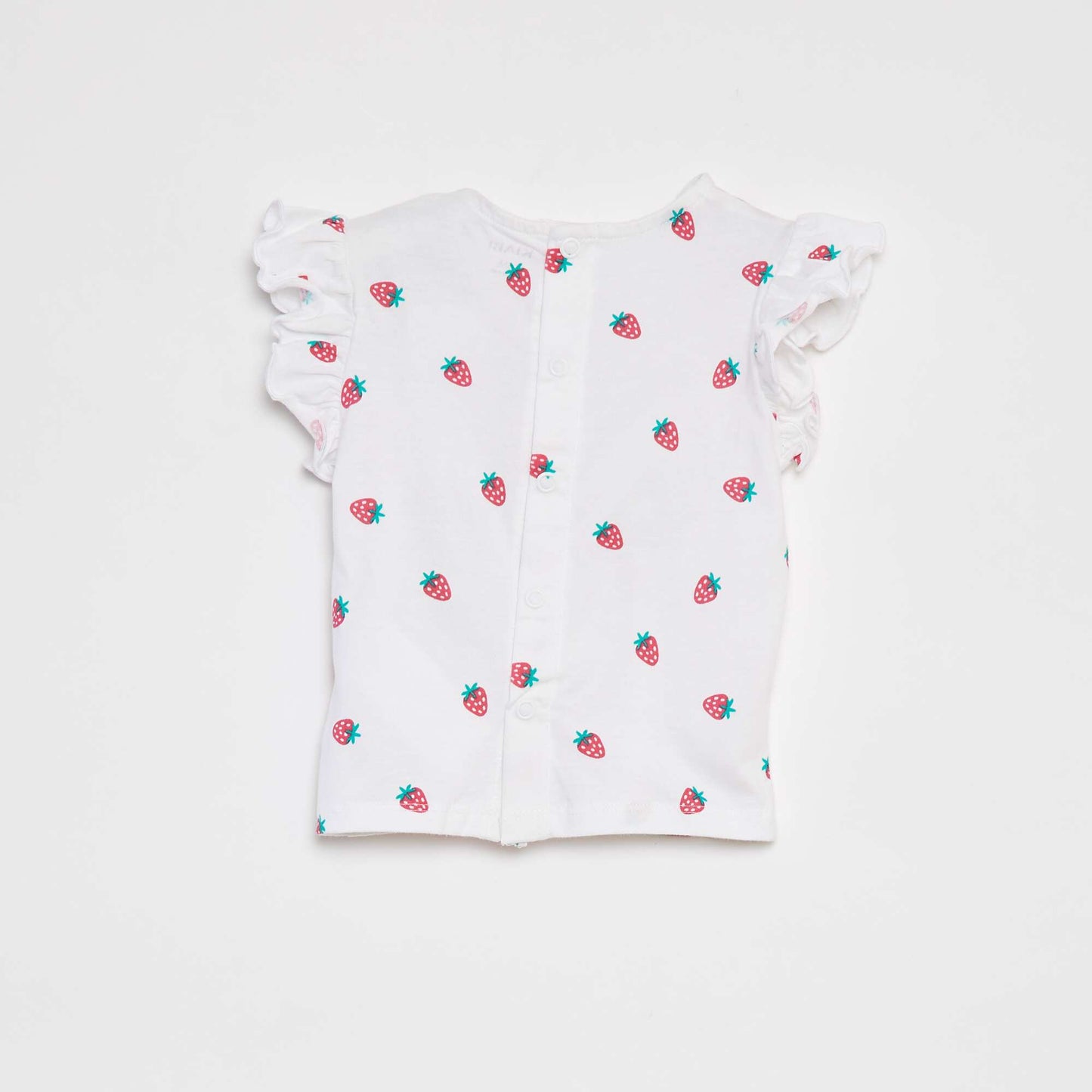 تيشرت بأكمام قصيرة كشكش أبيض