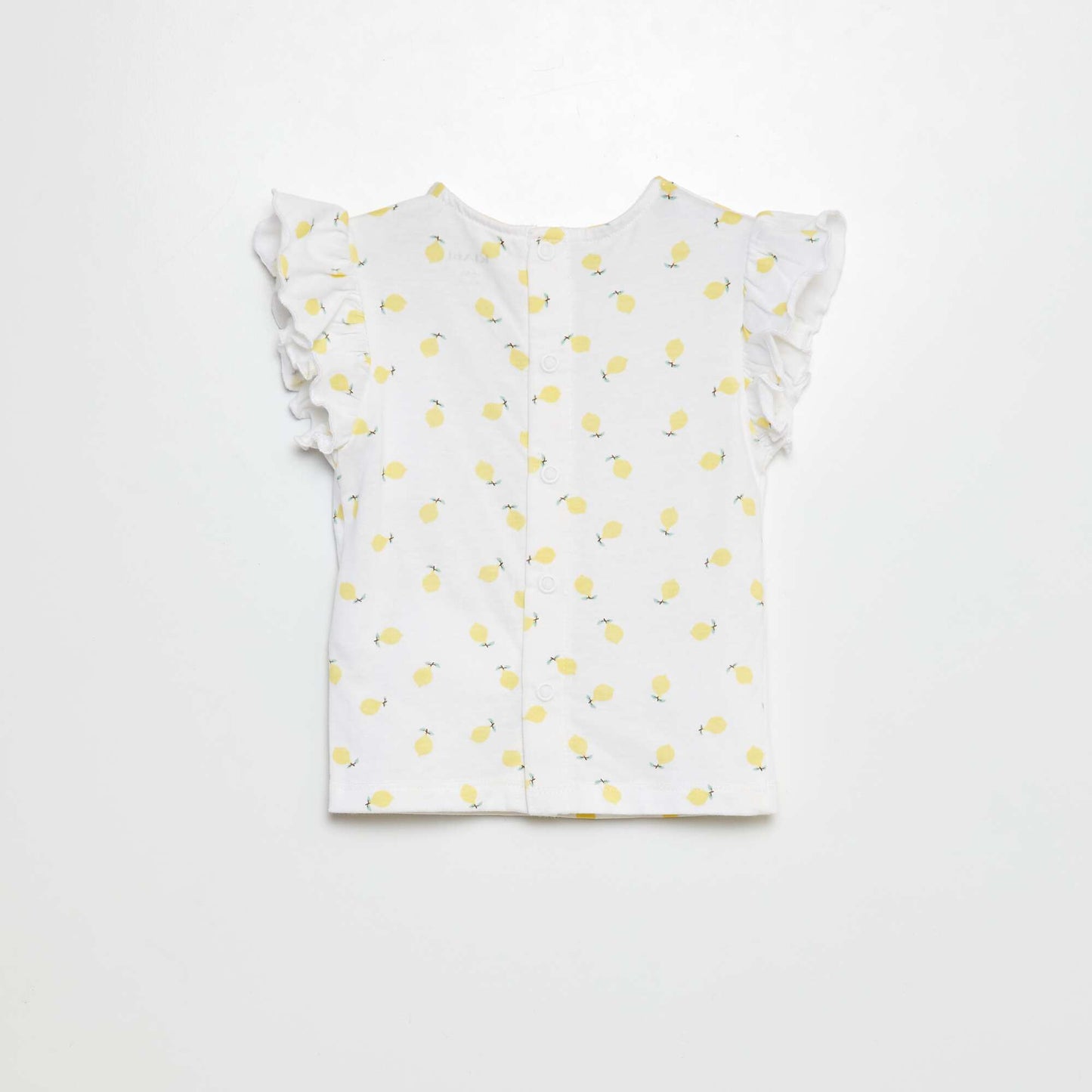 تيشرت بأكمام قصيرة كشكش أبيض