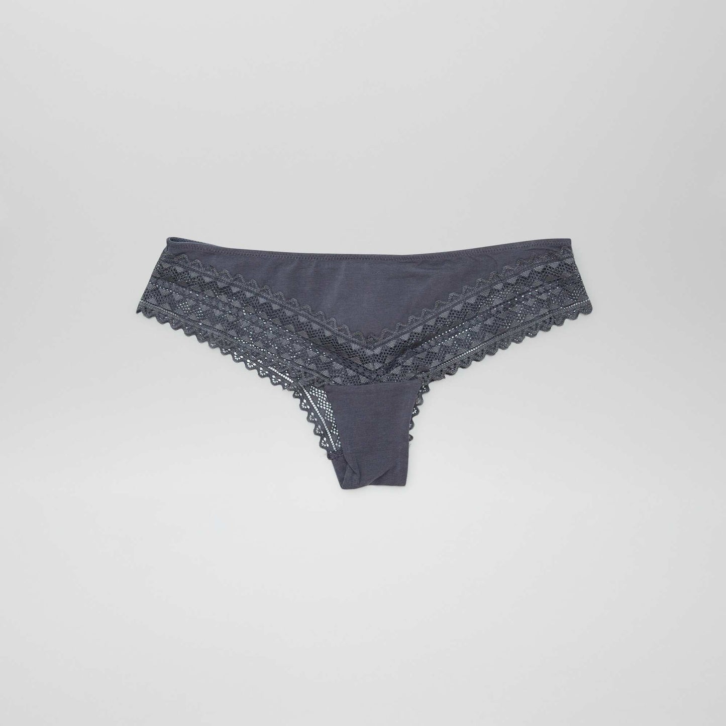 عبوة من 3 أزواج من السراويل الداخلية البرازيلية المصنوعة من القطن والدانتيل أزرق