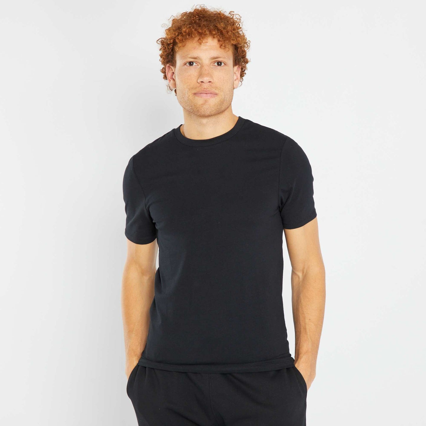 Round neck cotton T-shirt - Muscle shirt Black