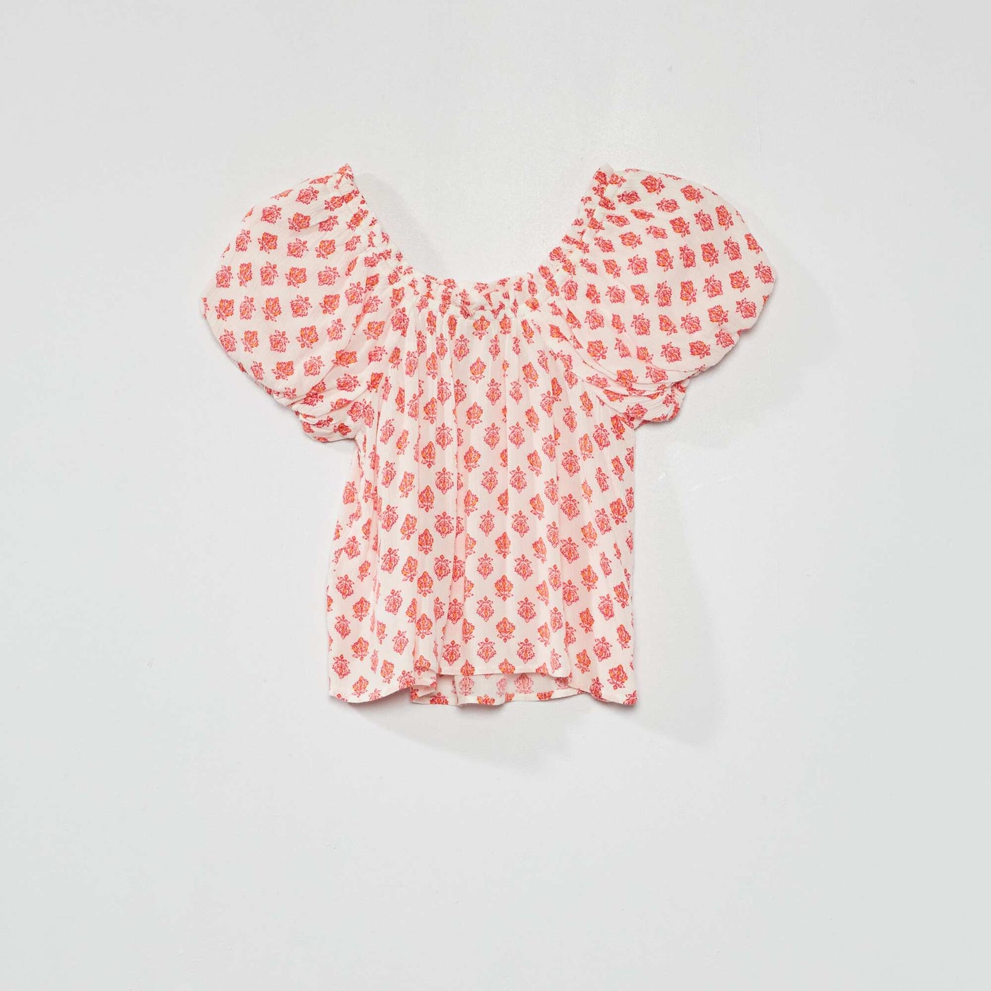 Crêpe knit printed blouse WHITE