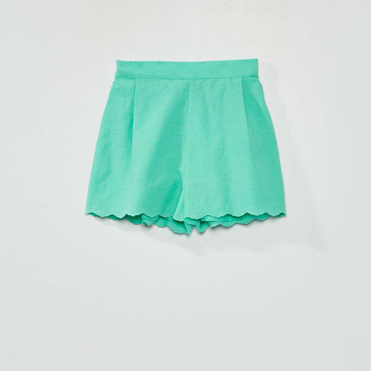 Ruffled poplin shorts GREEN
