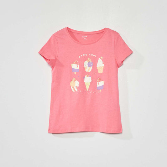 Jersey T-shirt with cute patterns PINK