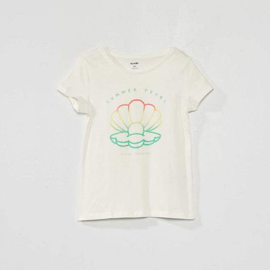 Jersey T-shirt with cute patterns WHITE