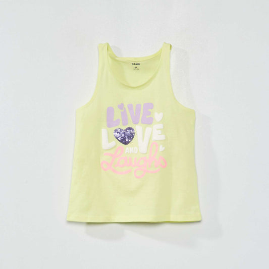 Jersey vest top with cute patterns YELLOW